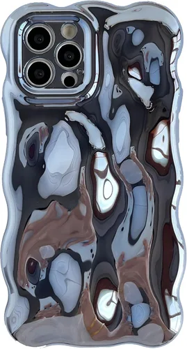 Miniatura 8 de Caseative Funda para iPhone 12 Pro, onda de onda de agua Meteorito Burbuja Cromo Galvanizado Candy Phone Case (Plata)