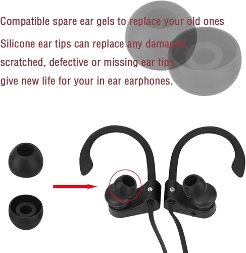 Miniatura 5 de Puntas de silicona de repuesto para auriculares internos - 10 pares (negro)