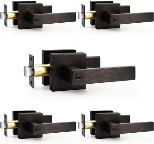 Miniatura 133 de Probrico Paquete de 4 manijas de puerta simuladas en negro mate, manijas interiores que no giran, manijas reversibles resistentes para interiores