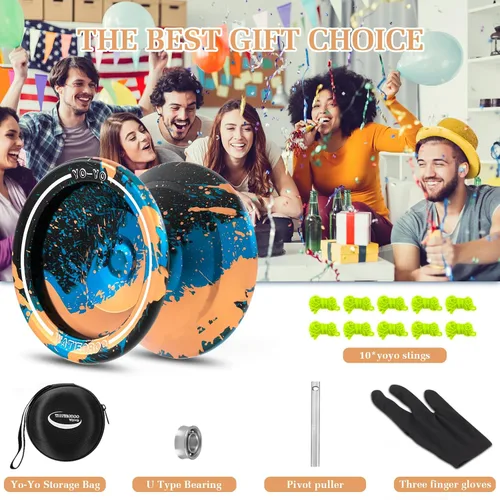 Miniatura 4 de Yoyo Yoyos Responsivos para Principiantes, Yo Yo Profesional No Responsivo para Adultos Pro Yoyo de Metal para Trucos con Kit de Rodamientos, 10