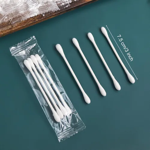 Miniatura 2 de Paquete de 200 hisopos de algodón, envueltos individualmente, palitos de papel de doble punta envueltos individualmente para orejas y maquillaje