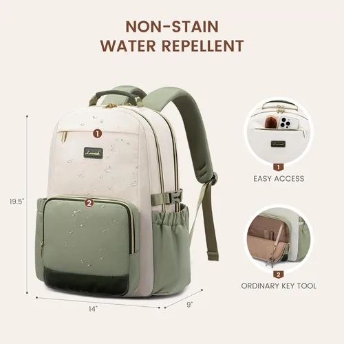 Miniatura 60 de LOVEVOOK Mochila para laptop para mujer, 15,6 pulg. Beige - Negro - Castaño