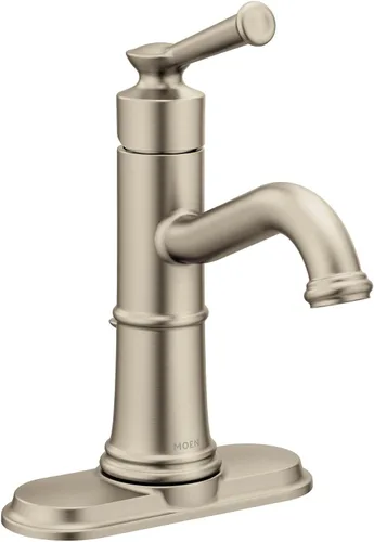 Miniatura 9 de Moen Belfield Grifo de Lavabo de Baño de Una Manija en Níquel Cepillado con Ensamble de Desagüe y Placa de Cubierta Opcional, 6402BN