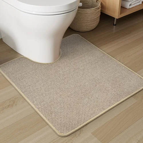 Miniatura 11 de PADOOR Alfombra de baño antideslizante con parte trasera de goma, trenzada absorbente, lavable a máquina, fina alfombra para suelo de baño, de Beige