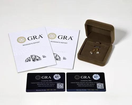 Miniatura 7 de Aretes solitarios de oro real de 10 quilates con diamantes de moissanita auténtica, redondos, brillantes, para mujeres y hombres, con cierres
