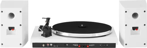 Miniatura 5 de Crosley T150B-WH - Moderno sistema de tocadiscos Bluetooth de 2 velocidades con brazo de tono ponderado variable y altavoces estéreo, color blanco