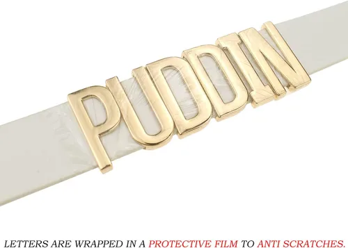 Miniatura 4 de Coolcoco Collar de gargantilla de Puddin dorado ajustable con letra blanca para cosplay (aproximadamente 1.2 pulgadas de ancho)