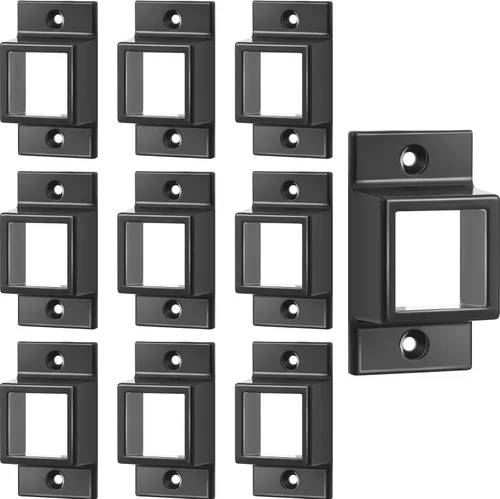 Zonon 6 piezas de 1" x 1" soportes de valla de aluminio negro estándar de montaje en pared para raíles de doble brida de metal cuadrado