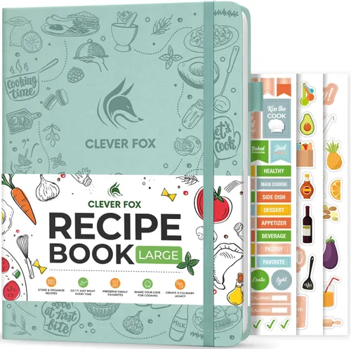 Miniatura 28 de Clever Fox Libro de recetas - Libro de cocina familiar en blanco - Diario de cocina vacío - Organizador de cuadernos para escribir recetas - Turquesa