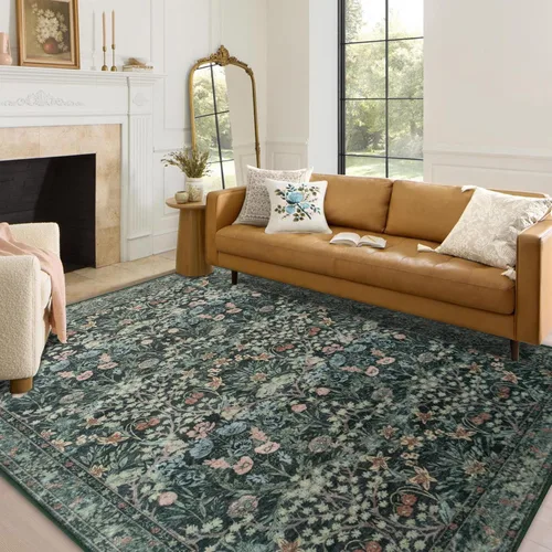 Miniatura 32 de Alfombra de leopardo de 2 x 3 pies para sala de estar, alfombra estética vintage de animales para habitación de niñas, guardería, dormitorio, Azul