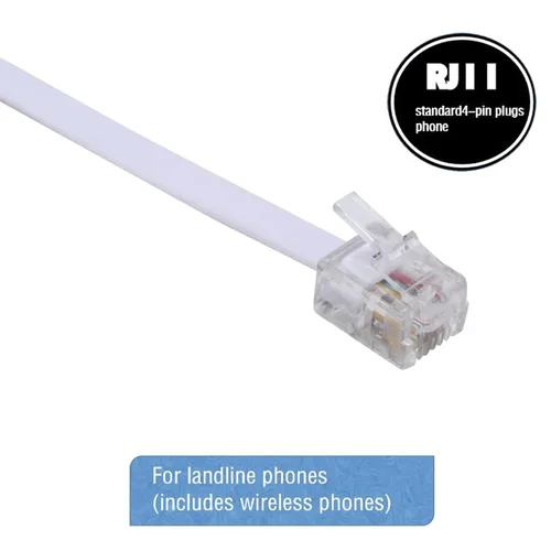 Miniatura 4 de LanSenSu Divisor de línea telefónica, divisor de teléfono, con enchufes RJ11 6P4C, adecuado para teléfono, máquina de fax, blanco, paquete de 1