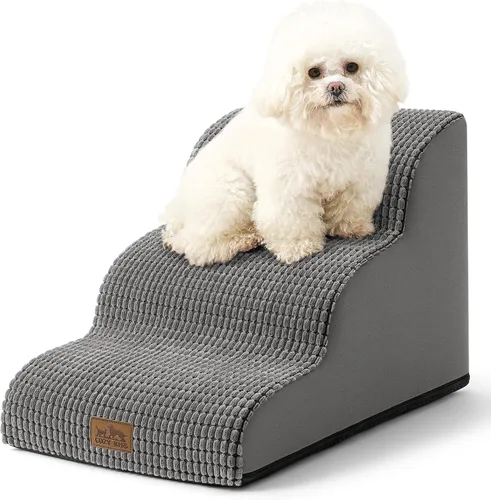 Miniatura 8 de COZY KISS Escaleras para perros pequeños de 11.8 pulgadas de alto, escalón curvado para cachorros, gatos mayores, rampa mediana para mascotas