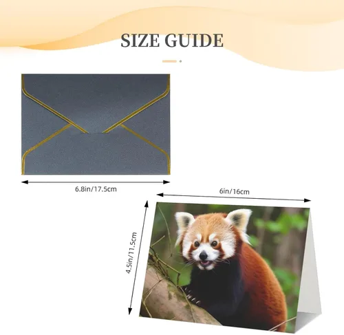 Miniatura 2 de Tarjetas de felicitación con sobres, tarjeta de felicitación con sobres, tarjeta de felicitación de Little Panda rojo en blanco para todas