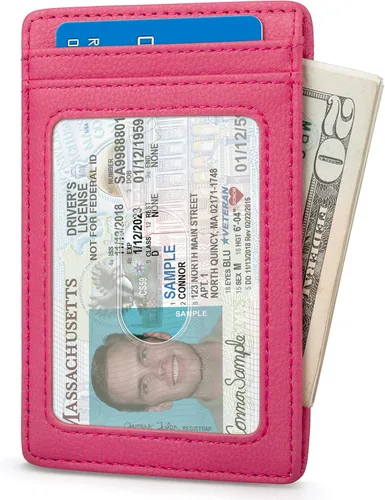 Miniatura 74 de Buffway Billetera delgada para hombre, minimalista con bolsillo frontal delgado, tarjetero de cuero con bloqueo RFID para viajes de trabajo