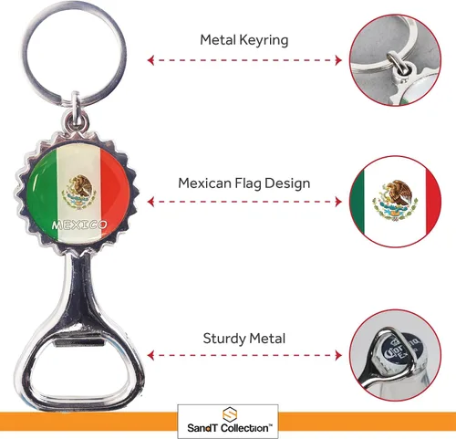 Miniatura 2 de Llavero abrebotellas de cerveza con recuerdo de la bandera de México