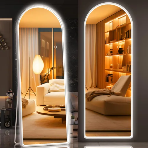 Miniatura 12 de Hasipu Espejo de Cuerpo Completo de 55" X 18" con Luces, Espejo LED de Cuerpo Completo con Marco Blanco en Arco y 3 Temperaturas de Color y Brillo