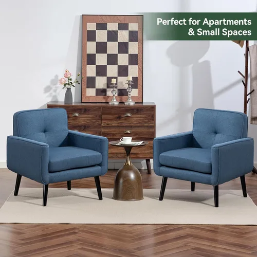 Miniatura 5 de Silla Accent de mediados de siglo, silla moderna de tela con estructura de madera, sillón acogedor para lectura con respaldo cómodo