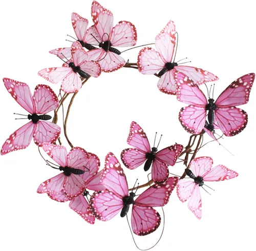 Miniatura 20 de Guirnalda de mariposa artificial, enredaderas decorativas de mariposa falsas, decoración colgante de mariposa única en 3D para pared del hogar, Azul