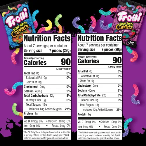 Trolli Sour Brite Crawlers - Paquete de dulces, original y muy baya, gusanos de gomita agridulce, paquete de 2