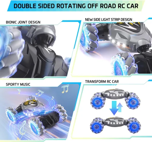 Miniatura 6 de Terucle Coches RC, 2.4Ghz 4WD Nuevo Control Remoto de Vehículos de Juguete con Sensor de Gestos, Camiones de Acrobacias y Giros para Niños de 6-12