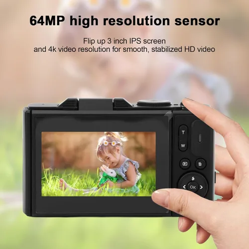 Miniatura 2 de Cámara digital 4K para fotografía, enfoque automático de 18X, cámara de video retro con pantalla abatible de 3 pulgadas, cámara compacta de viaje
