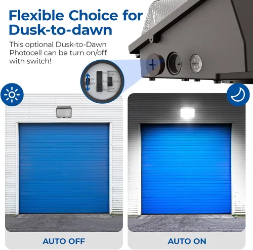 Miniatura 2 de CINOTON Paquete de luz LED conmutable de pared de 120 W/100 W/60 W con sensor de atardecer a amanecer, 3CCT 5000K/4000K/3000K, [100-277V] IP65