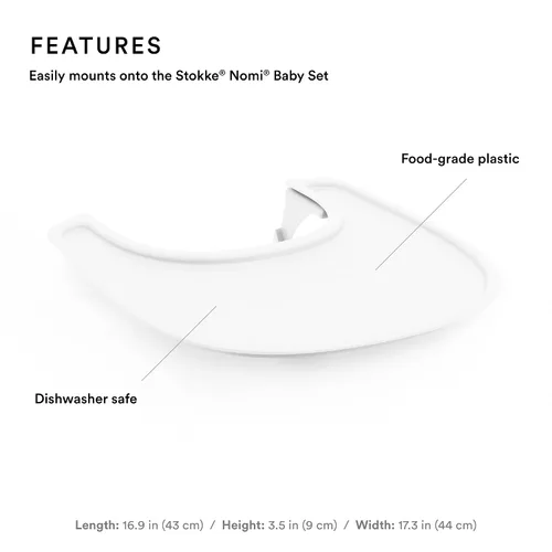 Miniatura 2 de Stokke Bandeja para Nomi, color blanco, se monta fácilmente en Stokke Nomi Baby Set, apta para lavavajillas, plástico de grado alimenticio