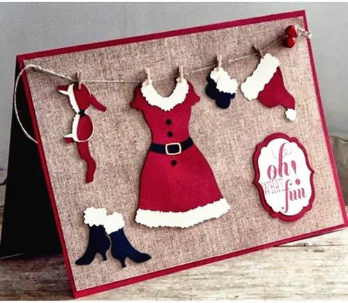 Miniatura 5 de Troqueles de corte de metal para mujer, Navidad, Papá Noel, falda de vestido, plantillas en relieve, molde de plantilla para álbum de recortes