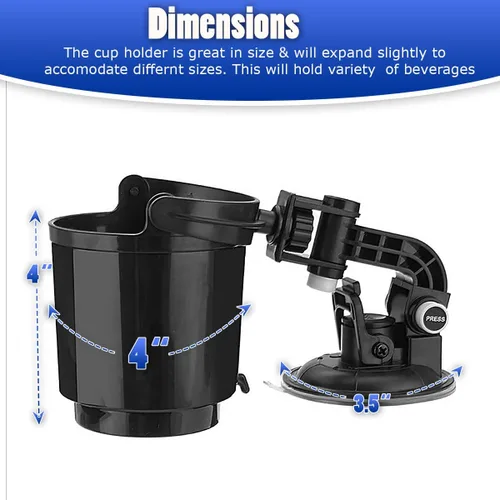 Miniatura 2 de VaygWay Soporte plegable empotrado para bebidas – Soporte plegable de calidad premium para botella de auto – Soporte ajustable negro para bebidas