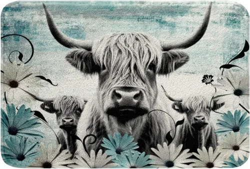 Miniatura 38 de Highland - Alfombra de baño de vaca para regalo de vaqueros, alfombra de baño de granja occidental de 20 x 32 pulgadas, tapete de baño de animales