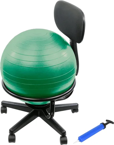 Miniatura 13 de CanDo Silla de bola de metal – Silla de bola de ejercicio ergonómica inflable con bomba de aire para el hogar, la oficina y el aula Rojo