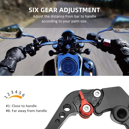 Miniatura 2 de Juego de palancas universales de freno y embrague de manillar de motocicleta 7/8" 22mm para izquierda y derecha, compatibles con Yamaha Honda Negro