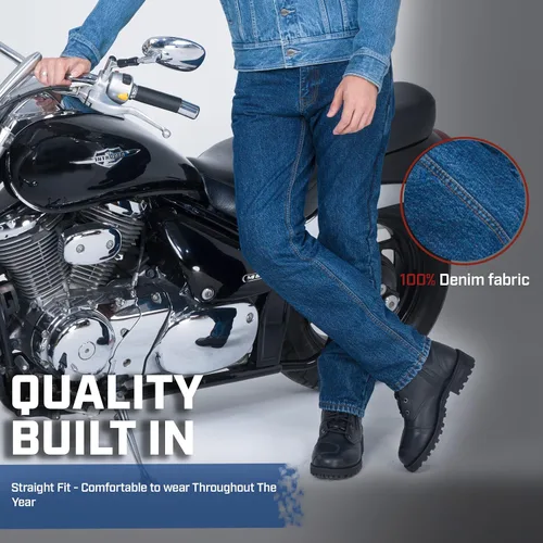 Miniatura 7 de WICKED STOCK Pantalones de motociclismo para hombre con protección CE LEVEL2 - Azul oscuro Azul claro