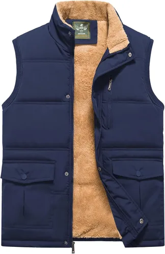 XinYangNi Chaleco de invierno con forro polar para hombre, chaqueta de burbujas cálida e informal