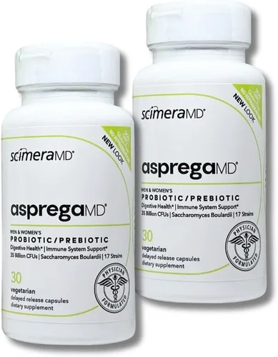 Asprega 30CT - Suplemento probiótico + prebiótico | 17 cepas, 35 mil millones de UFC | liberación retardada | Saccharomyces Boulardii | para hombres