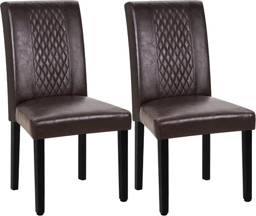 Miniatura 10 de VECELO Juego de 2 sillas de comedor, patas de madera tapizadas de tela con respaldo alto para cocina, sala de estar, color beige