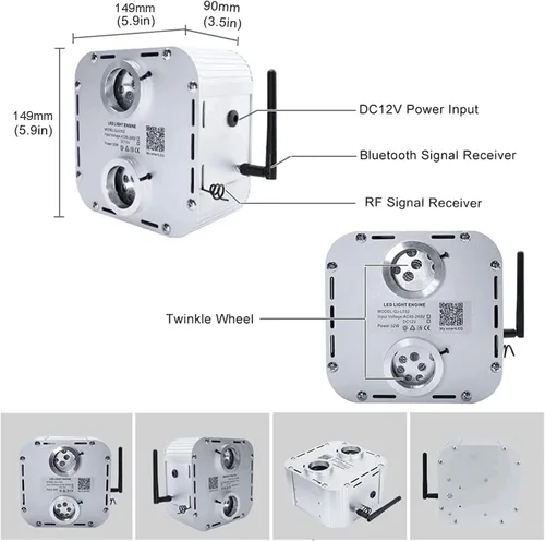 Miniatura 4 de AKEPO Kit de luces de fibra óptica de doble cabeza RGBW de 32 W, parpadeo+sonido activado+aplicación, luz de cielo de techo estrella, 16.4 pies/16.4