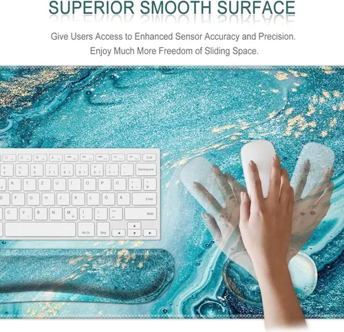 Miniatura 2 de Juego de alfombrillas de mouse para teclado, alfombrilla de mouse grande para juegos + reposamuñecas para teclado + juego de posavasos, 4 Azul