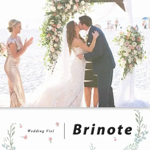 Miniatura 5 de Brinote Velos de novia de encaje para novias con peine de 1 nivel largo de catedral con apliques de flores, velos de tul suaves para iglesia