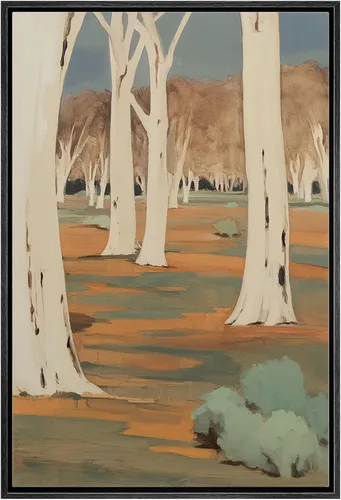 Miniatura 27 de Wall26 - Arte de pared con marco estampado en lienzo, bosque negro y blanco, árbol de madera con detalles de anillo, naturaleza, naturaleza salvaje
