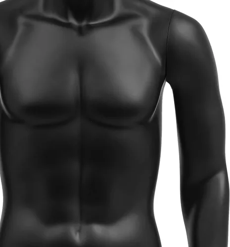 Miniatura 7 de Vestido masculino con forma de maniquí de medio cuerpo, 51-79 pulgadas de altura ajustable con soporte, brazos desmontables de costura modelo Negro