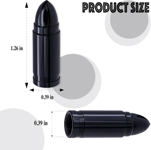Miniatura 2 de 4 piezas tapas de válvula de neumático estilo bala, resistentes a la corrosión, cubiertas universales de válvula de neumático de aleación de Negro