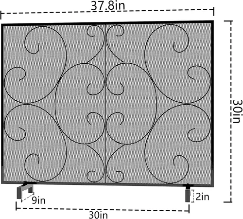 Miniatura 3 de Kingson - Pantalla protectora decorativa de panel único para chimenea, malla de metal resistente hecha a mano, protector contra chispas de fuego