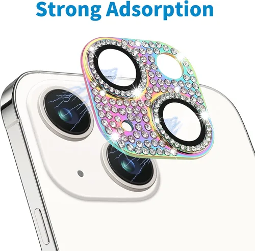 Miniatura 63 de Protector de lente de cámara diseñado para iPhone 12 Pro Max, con diamantes de imitación 3D con diamantes de imitación 9H, vidrio templado, Rosado