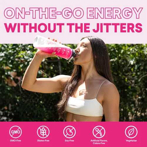 Miniatura 5 de EBOOST Bebida energética y electrolitos en polvo, 20 paquetes – Limonada rosa súper polvo sin azúcar añadido – Mezcla esencial de vitaminas