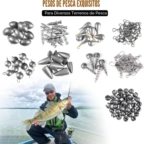 Miniatura 4 de PLUSINNO Kit de accesorios de pesca de 264/397 piezas, caja de aparejos de pesca organizada con aparejos incluidos, anzuelos de pesca, plomos de Kit