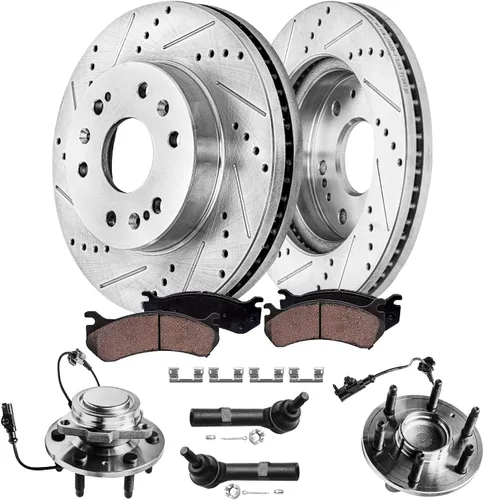 Miniatura 84 de Detroit Axle - Rotores de freno para Ford 2013-2019 Explorer Taurus Flex Lincoln MKT MKS, rotores de freno de disco ranurados perforados de repuesto