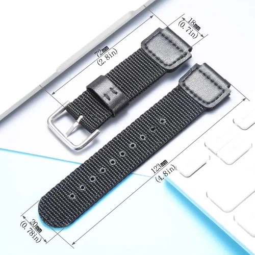 Miniatura 2 de Correa de nailon de 0.709in de repuesto para Casio AE1200WH AE-1000 SGW-300H400 W-735 PRG270 correa de reloj de cuero