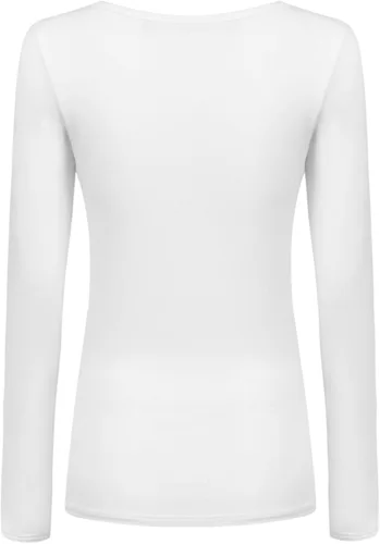 Miniatura 4 de OThread & Co. Camiseta de manga larga con cuello redondo para mujer, capa básica, de elastano