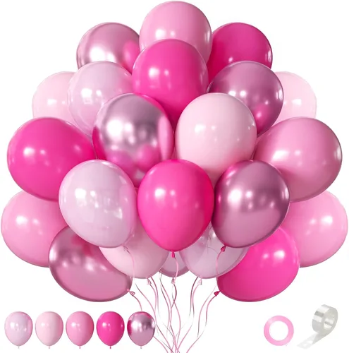 Miniatura 25 de Globos morados, 60 globos de látex de color morado claro y perla metálica, globos de confeti para cumpleaños, baby shower, despedida de soltera